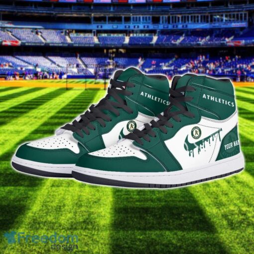 Oakland Athletics Air Jordan 1 Shoes Sport Hightop Sneakers For Men And Women Custom Name Product Photo 2