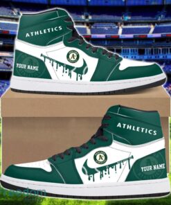 Oakland Athletics Air Jordan 1 Shoes Sport Hightop Sneakers For Men And Women Custom Name Product Photo 1