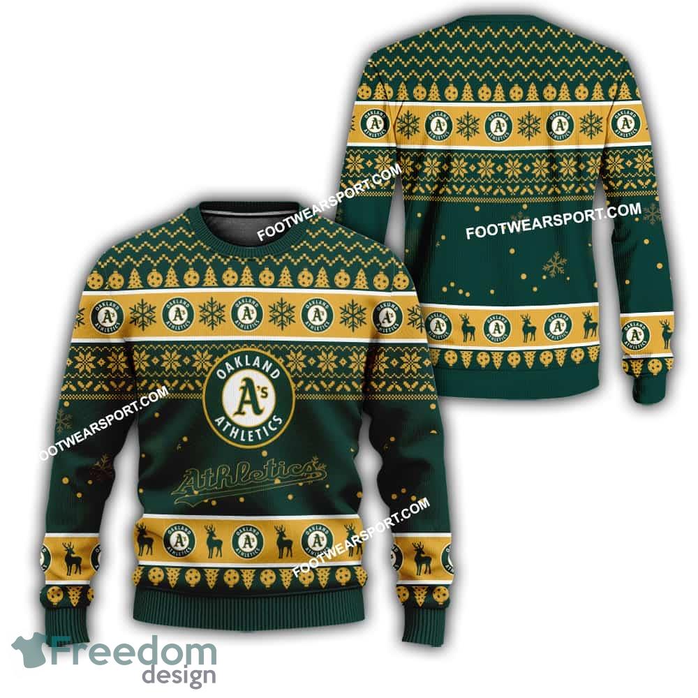 Oakland Athletics Xmas Pattern Ugly Christmas Sweater Gift For Adult image Oakland Athletics Xmas Pattern Ugly Christmas Sweater Gift For Adult - Oakland Athletics Xmas Pattern Ugly Christmas Sweater Gift For Adult