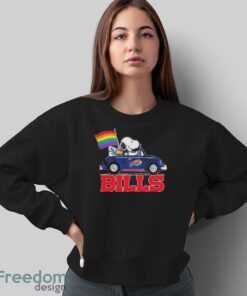 Official NFL Buffalo Bills Snoopy and Woodstock driving car Pride Month 2024 t-shirt - Sweatshirt