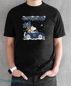 Official Peanuts Snoopy And Woodstock Drive Car Dallas Cowboys Christmas Shirt - Black Unisex T-Shirt