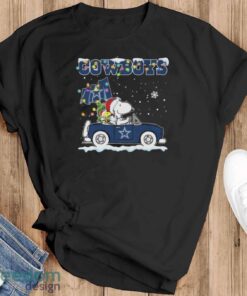 Official Peanuts Snoopy And Woodstock Drive Car Dallas Cowboys Christmas Shirt