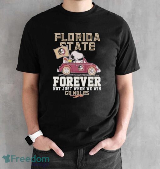 Official Peanuts Snoopy And Woodstock Florida State Seminoles Forever Not Just When We Will Go Noles Shirt - Black Unisex T-Shirt