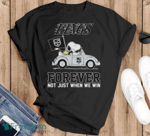 Official Peanuts Snoopy And Woodstock On Car Los Angeles Kings Forever Not Just When We Win Shirt - Black T-Shirt