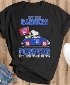 Official Peanuts Snoopy And Woodstock On Car New York Rangers Forever Not Just When We Win Shirt