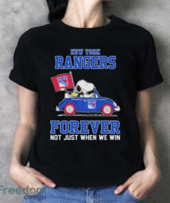 Official Peanuts Snoopy And Woodstock On Car New York Rangers Forever Not Just When We Win Shirt - Ladies T-Shirt