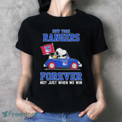 Official Peanuts Snoopy And Woodstock On Car New York Rangers Forever Not Just When We Win Shirt - Ladies T-Shirt