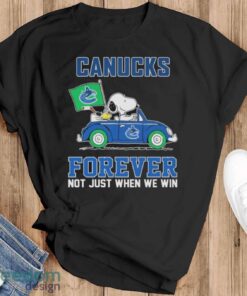 Official Peanuts Snoopy And Woodstock On Car Vancouver Canucks Forever Not Just When We Win Shirt