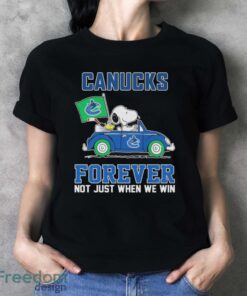 Official Peanuts Snoopy And Woodstock On Car Vancouver Canucks Forever Not Just When We Win Shirt - Ladies T-Shirt