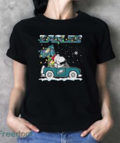 Official Philadelphia Eagles Christmas X Peanuts Snoopy And Woodstock On Car Shirt - Ladies T-Shirt