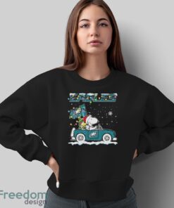 Official Philadelphia Eagles Christmas X Peanuts Snoopy And Woodstock On Car Shirt - Sweatshirt