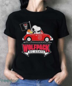 Official Snoopy and Woodstock driver Car NC State Wolfpack basketball shirt - Ladies T-Shirt