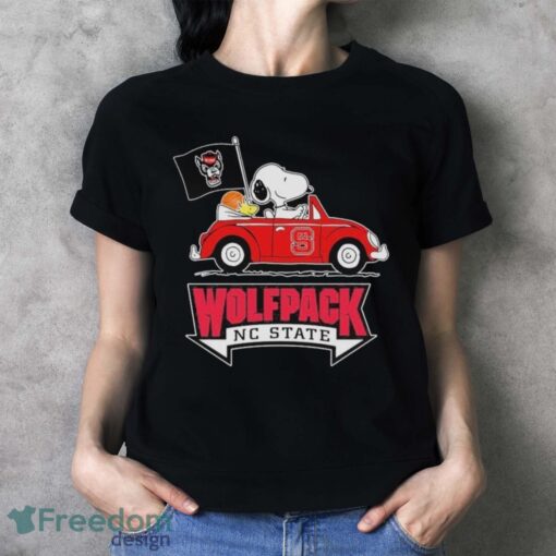 Official Snoopy and Woodstock driver Car NC State Wolfpack basketball shirt - Ladies T-Shirt