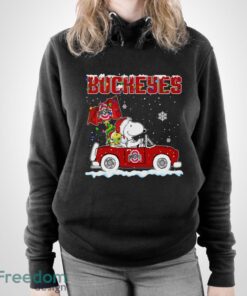 Ohio State Buckeyes Snoopy And Woodstock Driving Car Shirt Sweatshirt Hoodie - Unisex Pullover Hoodie