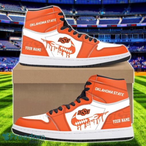 Oklahoma State Cowboys Air Jordan 1 Shoes Sport Hightop Sneakers For Men And Women Custom Name Product Photo 1