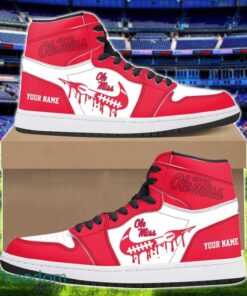 Ole Miss Rebels Air Jordan 1 Shoes Sport Hightop Sneakers For Men And Women Custom Name Product Photo 1