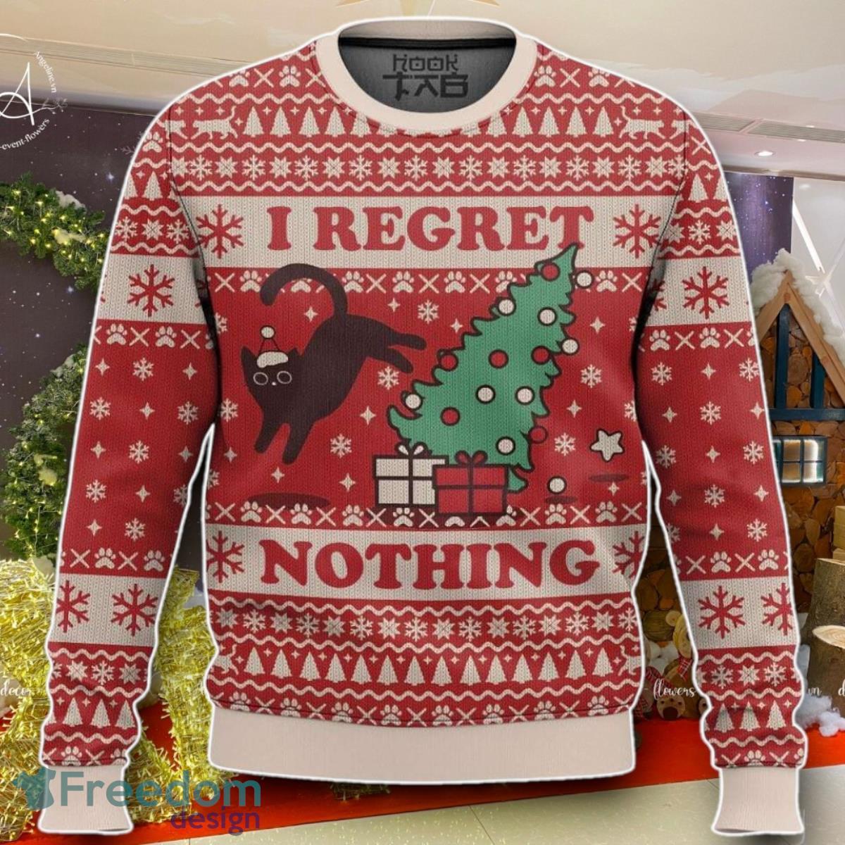 On The Naughty List And I Regret Nothing Cat Christmas Ugly Sweater Unique Gift For Men And Women image On The Naughty List And I Regret Nothing Cat Christmas Ugly Sweater Unique Gift For Men And Women Product Photo 1