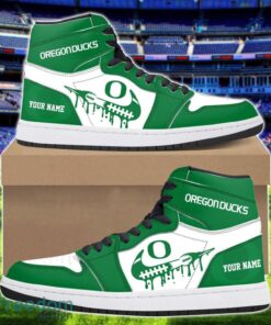 Oregon Ducks Air Jordan 1 Shoes Sport Hightop Sneakers For Men And Women Custom Name Product Photo 1