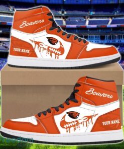 Oregon State Beavers Air Jordan 1 Shoes Sport Hightop Sneakers For Men And Women Custom Name Product Photo 1