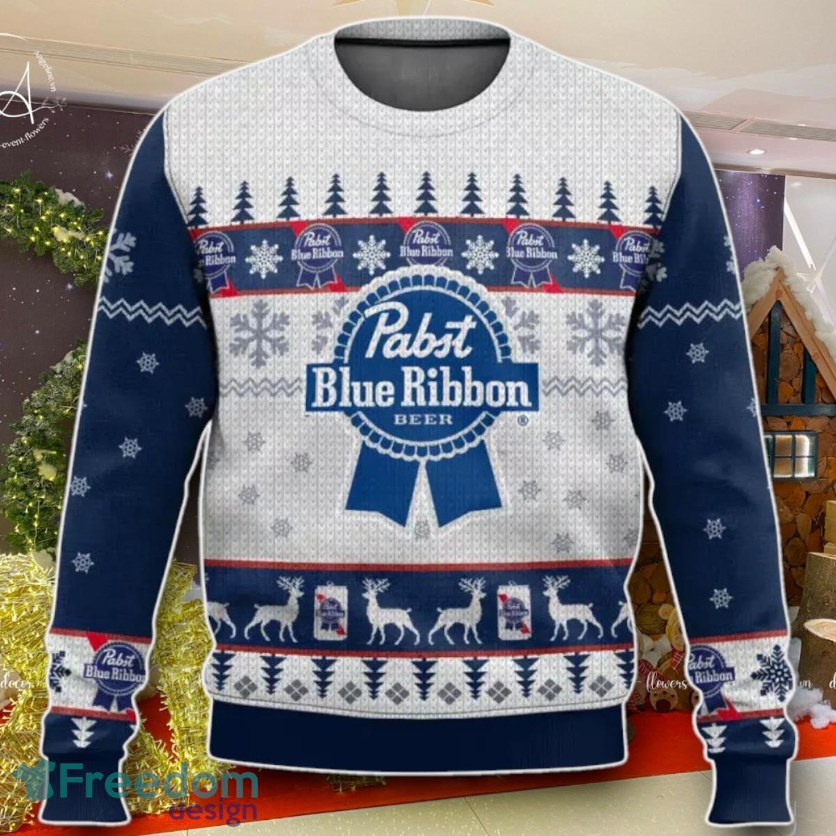 Pabst Blue Ribbon Beer Ugly Sweater Unique Gift For Men And Women image Pabst Blue Ribbon Beer Ugly Sweater Unique Gift For Men And Women Product Photo 1