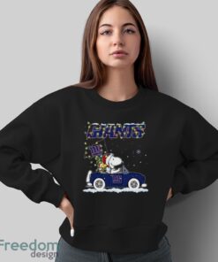 Peanuts Santa Snoopy And Woodstock New York Giants On Car Christmas Shirt - Sweatshirt