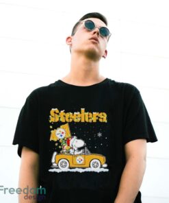 Peanuts Santa Snoopy And Woodstock Pittsburgh Steelers On Car Christmas Shirt - G500 Gildan T-Shirt