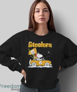 Peanuts Santa Snoopy And Woodstock Pittsburgh Steelers On Car Christmas Shirt - Sweatshirt