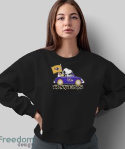 Peanuts Snoopy And Woodstock Baltimore Ravens On Car Shirt - Sweatshirt