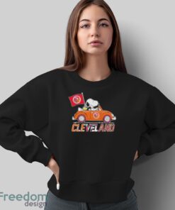 Peanuts Snoopy And Woodstock Cleveland Sports Teams On Car Shirt - Sweatshirt