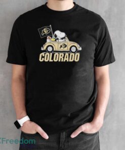 Peanuts Snoopy And Woodstock Colorado Buffaloes On Car Shirt - Black Unisex T-Shirt