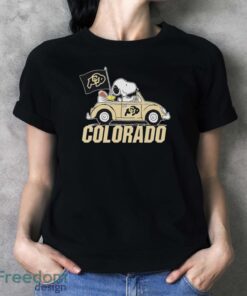 Peanuts Snoopy And Woodstock Colorado Buffaloes On Car Shirt - Ladies T-Shirt