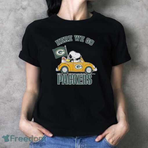 Peanuts Snoopy And Woodstock Here We Go Green Bay Packers Shirt - Ladies T-Shirt