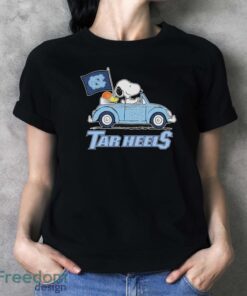 Peanuts Snoopy And Woodstock North Carolina Tar Heels On Car Shirt - Ladies T-Shirt