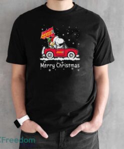 Peanuts Snoopy And Woodstock On Car Advance Auto Parts Merry Christmas Shirt - Black Unisex T-Shirt