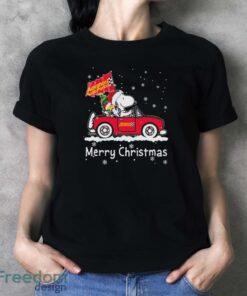 Peanuts Snoopy And Woodstock On Car Advance Auto Parts Merry Christmas Shirt - Ladies T-Shirt