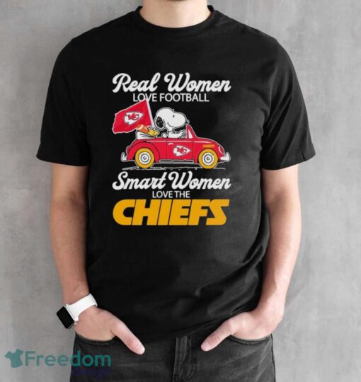 Peanuts Snoopy and Woodstock On Car Real Women Love Football Smart Women Love The Kansas City Chiefs Shirt Product Photo 2