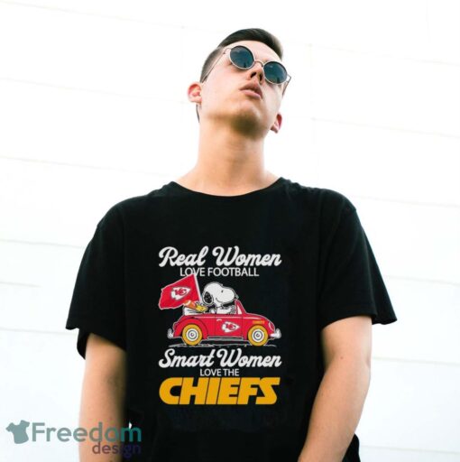 Peanuts Snoopy and Woodstock On Car Real Women Love Football Smart Women Love The Kansas City Chiefs Shirt Product Photo 3