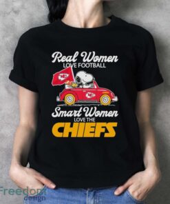 Peanuts Snoopy and Woodstock On Car Real Women Love Football Smart Women Love The Kansas City Chiefs Shirt Product Photo 4