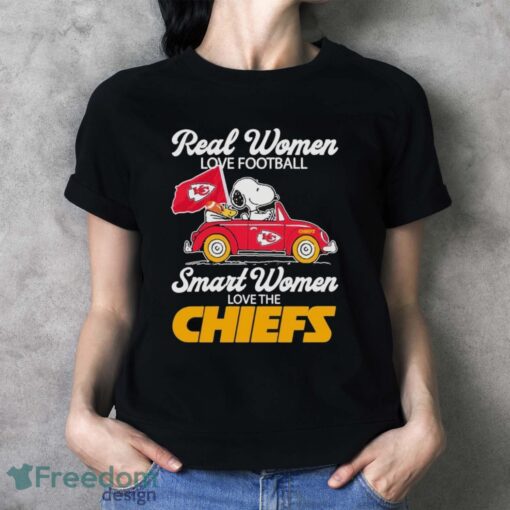 Peanuts Snoopy and Woodstock On Car Real Women Love Football Smart Women Love The Kansas City Chiefs Shirt Product Photo 4