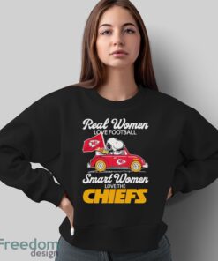 Peanuts Snoopy and Woodstock On Car Real Women Love Football Smart Women Love The Kansas City Chiefs Shirt Product Photo 5