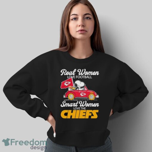 Peanuts Snoopy and Woodstock On Car Real Women Love Football Smart Women Love The Kansas City Chiefs Shirt Product Photo 5