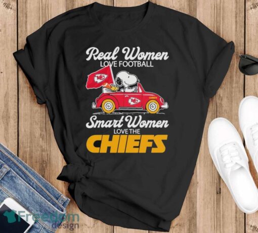 Peanuts Snoopy and Woodstock On Car Real Women Love Football Smart Women Love The Kansas City Chiefs Shirt Product Photo 1