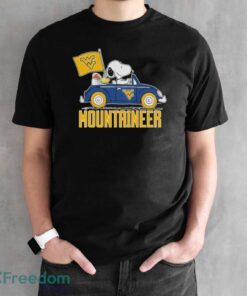 Peanuts Snoopy And Woodstock West Virginia Mountaineers On Car Shirt Product Photo 2