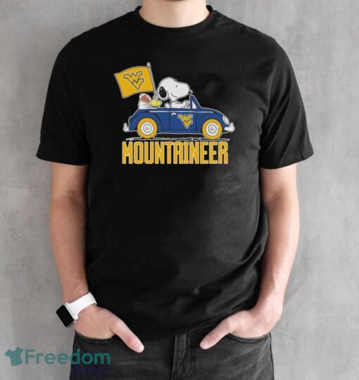 Peanuts Snoopy And Woodstock West Virginia Mountaineers On Car Shirt Product Photo 2