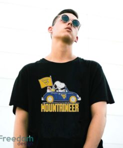 Peanuts Snoopy And Woodstock West Virginia Mountaineers On Car Shirt Product Photo 3