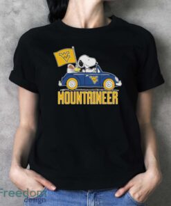 Peanuts Snoopy And Woodstock West Virginia Mountaineers On Car Shirt Product Photo 4