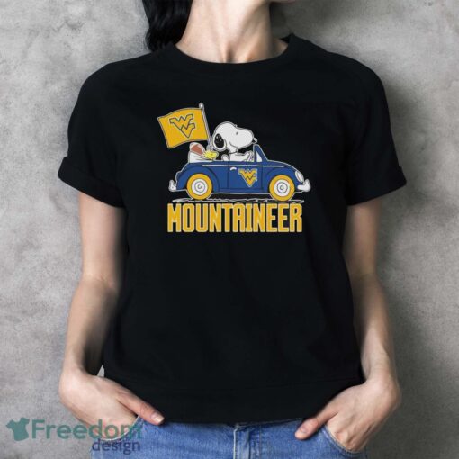 Peanuts Snoopy And Woodstock West Virginia Mountaineers On Car Shirt Product Photo 4