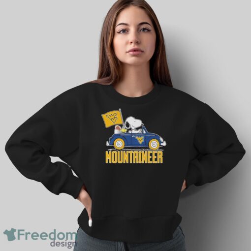 Peanuts Snoopy And Woodstock West Virginia Mountaineers On Car Shirt Product Photo 5