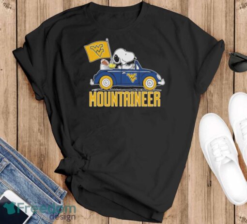 Peanuts Snoopy And Woodstock West Virginia Mountaineers On Car Shirt Product Photo 1