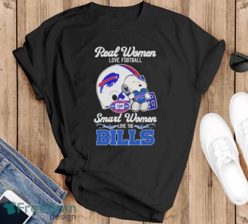 Peanuts Snoopy Real Women Love Football Smart Women Love The Buffalo Bills Shirt Product Photo 1